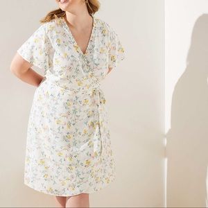 LOFT Tossed Flower Flutter Wrap Dress